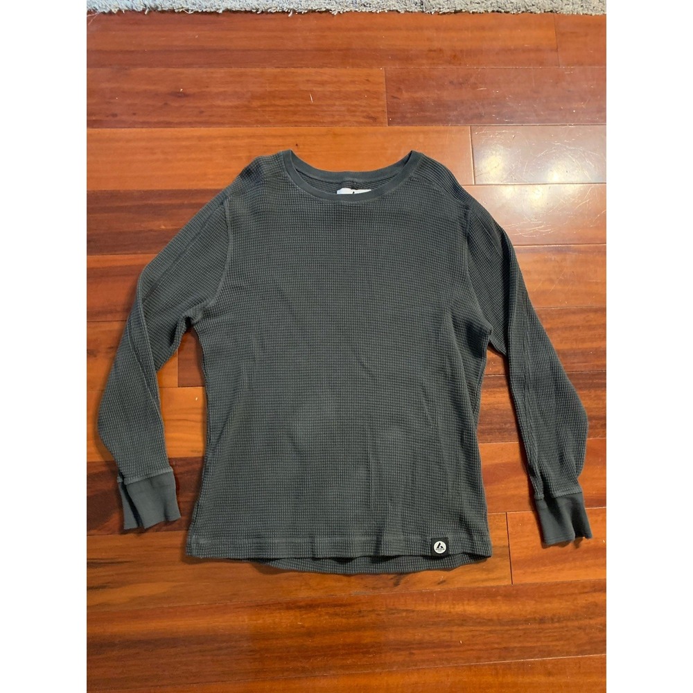 American Giant Shirt Womens XL Gray Heavyweight Waffle Knit Thermal Long Sleeve